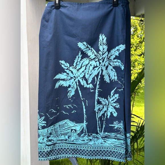 Disney Store Tiki Blue Palm Tree Wrap Skirt - Picture 1 of 4